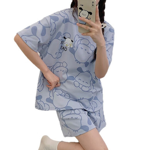 京濮飞夏天可爱短袖学生睡衣家居服大码套装广州十三行 683趴睡狗 均码 4XL码【建议172-200斤】