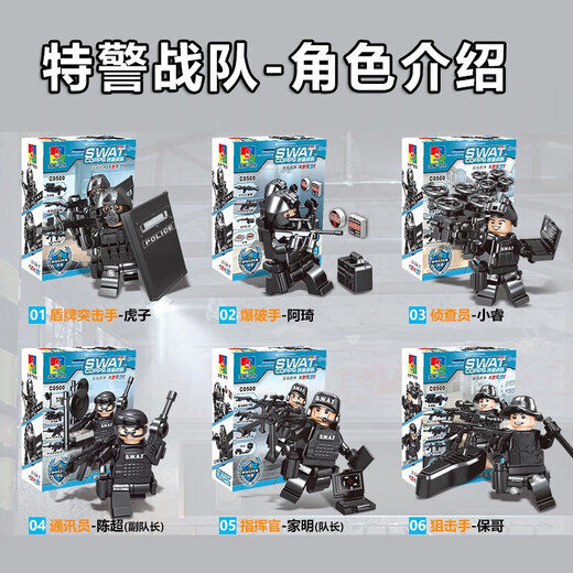 lE高 特警车人仔特种兵全副武装军人装甲车基地拼装模型礼物 重型武装运载车【1585颗粒】