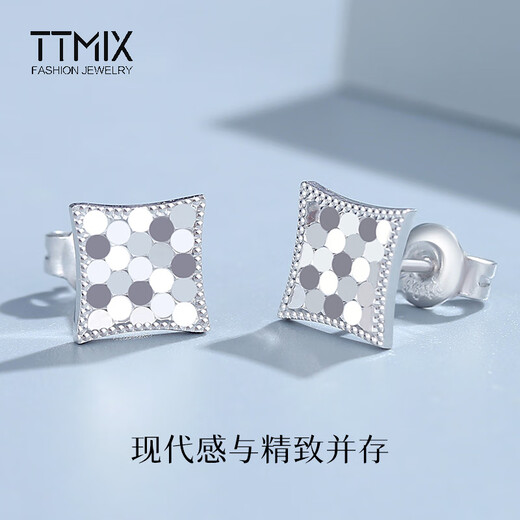 TTMIX Fashion Platinum Earrings Women's Platinum Earrings pt950 Platinum Earrings Round Honeycomb Platinum Earrings 3.1-3.3g