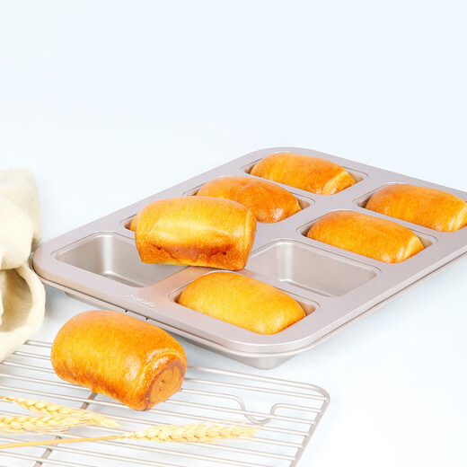学厨活动款面包模具烤盘烘焙模具连杯迷你模家用宝宝辅食盘 三式花型6杯pp9226