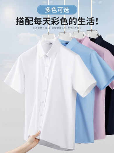 金盾（KINDON）金盾白衬衫男长袖免烫抗皱商务正装结婚上衣休闲半袖纯白色衬衫寸 2件白色+黑色长袖弹力抗皱 11XL m/3890-112斤