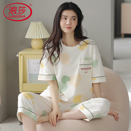 浪莎七分女士睡衣女纯棉夏季薄款短款高级感新款大码宽松可外穿居家服