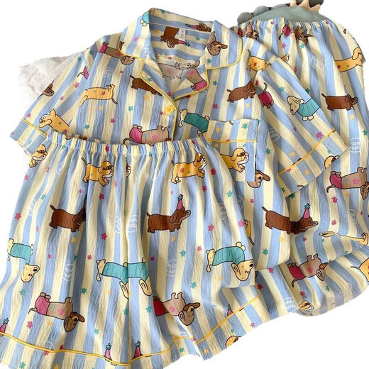 JINGPUFEI CARTOONE DACKSHUND DOG PAJAMAS À MANDE CORTES POUR LES FEMMES TROIS PIEUX Coton Gauze vêtements de maison mignons Yunduo Cotton-9902 # Star Kt Cat Treece Set M [Suggestion 75-100Jin [Jin est égal à 0,5 kg]]]