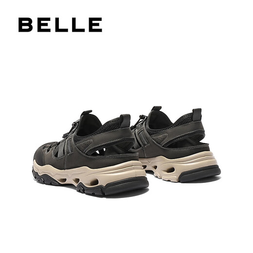 百丽镂空透气休闲凉鞋男夏新厚底户外涉水沙滩鞋A1981BL5 黑色 43 (265mm)