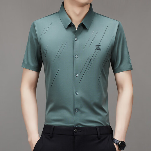 Camisa de manga corta de lujo de alta gama AEMAPE AEMAPE AMAMENTO MODER SUMERA NUEVA FALLA ANTIA FRACHA FRACHA ANTIA Y NARNES 9901 Azul claro [100%] L 170115-135Jin [Jin equivale a 0.5 kg] desgaste