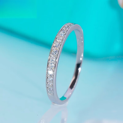 DL 1998 Fat Donglai same style pt950 platinum ring PT950 platinum mini version half diamond row ring for women simple fashion versatile No. 12