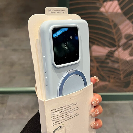 Quansu Suitable for Xiaomi 15Pro mobile phone case, new 360 swivel stand, Xiaomi 14pro liquid silicone anti-fingerprint simple matte women's anti-fall skin feel all-inclusive 17Pro dirt-resistant blue mist blue liquid silicone comes with 360 swivel stand Xiaomi 15 Pro