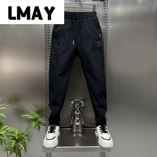 LMAY小新严选服饰男士休闲裤2025春夏薄款束脚裤潮流修身百搭运动长裤 灰白色(6625) 29 (建议90-115斤)