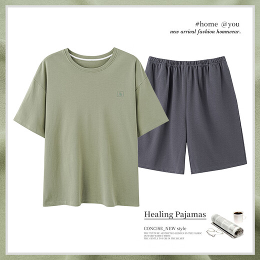 El algodón de algodón puro de pijama para hombres yalu para hombres delgados delgados de manga corta se puede usar ropa casera casual de ropa para niños de gran tamaño 42M13601 XL [Peso recomendado 120-140Jin [Jin equivale a 0.5 kg]]]