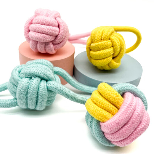 ZanChong Macaron Cotton Rope Teething Dog Toy 4-piece Set Dog Toy Bite-Resistant Teething Ball Pet Puppies Little Self-Happiness