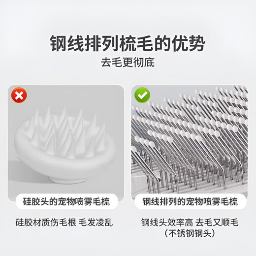 Qiaran Japanese spray cat comb cat hair comb steam cat floating hair comb steel needle comb brush to remove floating hair artifact pet high spray cat comb + no-rinse liquid