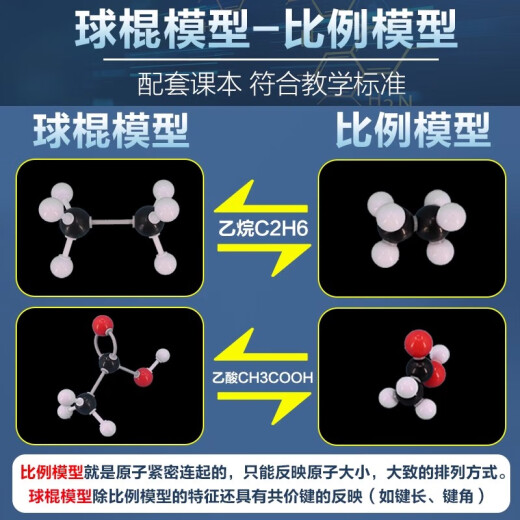 Vorläufige Zeichnung des chemischen molekularen Strukturmodells der Junior High School und der High School Chemical Experiment Equipment organische Substanzmodell Ballstiftmodell Junior High School Experiment Set Proportional Model VSEPR Model Lehre Aid Demonstration wissenschaftliche Forschungsversion [428 Bälle + 686 Keys] 234-Stück Hybridmodell Modell