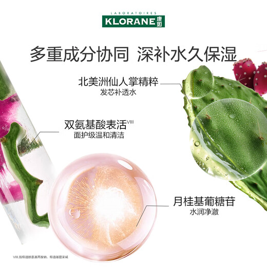 Klorane Cactus Eau et shampooing doux 400 ml + masque capillaire 250 ml hydratant profond doux et vif