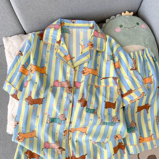 含蕊夏季云朵棉睡衣女卡通休闲家居服套装 3519 170 M
