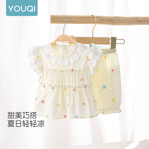 优奇女宝宝短袖短裤2025新款夏季薄款婴儿夏装可爱小套装女童一岁衣服