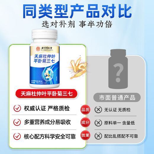 北京同仁堂天麻三七通络片天麻三七仲叶平卧菊三七片天麻三七中老年关节疼痛 3瓶装【到手360粒 效果提升】