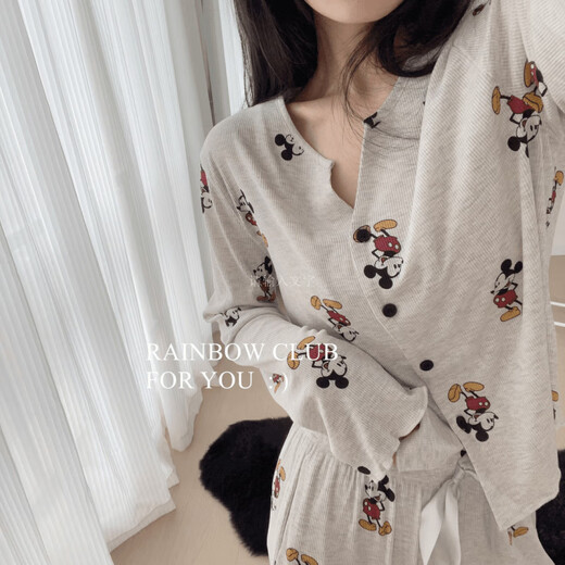 Pushui Fangfang Mickey Ice Silk Pajamas Women's Long Sleeve Sweet Home Clothing zd-728-101# Cartoon Mickey 180 XL