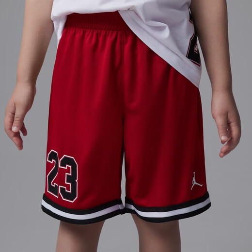 耐克（NIKE）Jordan官方耐克乔丹男童幼童季后赛T恤和网眼布短裤套装夏II2533 687健身红 110 S