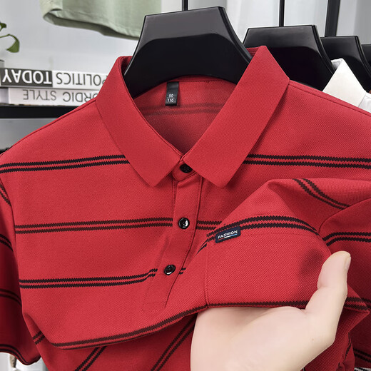 Old Man's Head (Laorentou) Camiseta de manga corta a rayas cómodas para hombres y jóvenes de verano de hombres y jóvenes de verano, un collar de polvo, casual de ropa para hombres, ba9909 Hermes Orange L