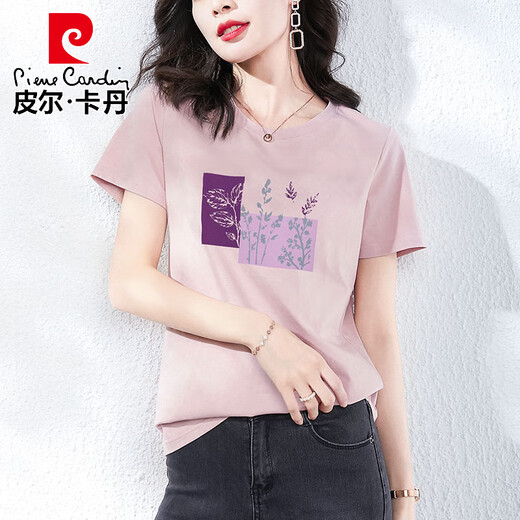 Pierre Cardin Light Luxury High-End Pure Cotton Kurzärmelte T-Shirt für Frauen im Sommer Lose lässiger koreanischer Mode-Mode-Mode-T-Shirt T-Shirt Top Z-6193 White M (Empfohlen 80-105 Jin [Jin gleich 0,5 kg]))