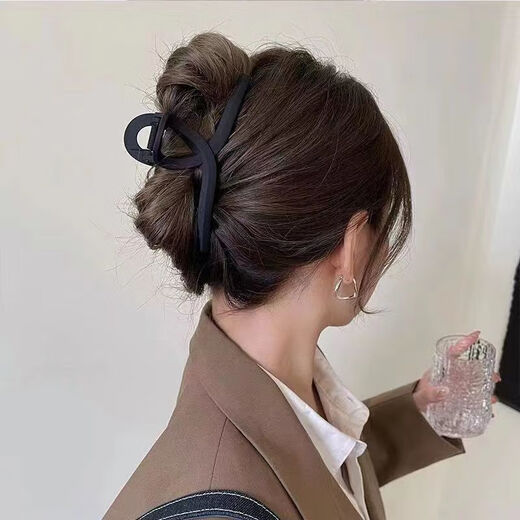 Hesiyu shark clip ins high-looking student hairpin hairpin female back of the head grabber fairy-like high-end hair grabber matte coffee color 11CM