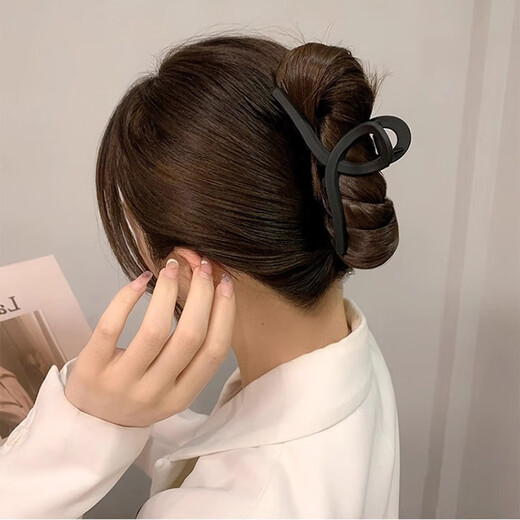 Hesiyu shark clip ins high-looking student hairpin hairpin female back of the head grabber fairy-like high-end hair grabber matte coffee color 11CM