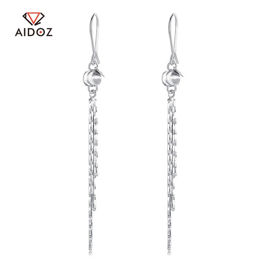 Aido Diamond Platinum Tassel Earrings Women's Fashion pt950 Platinum Cat's Eye Ball Ear Hook Versatile Earrings Pair 2.9-3.1g