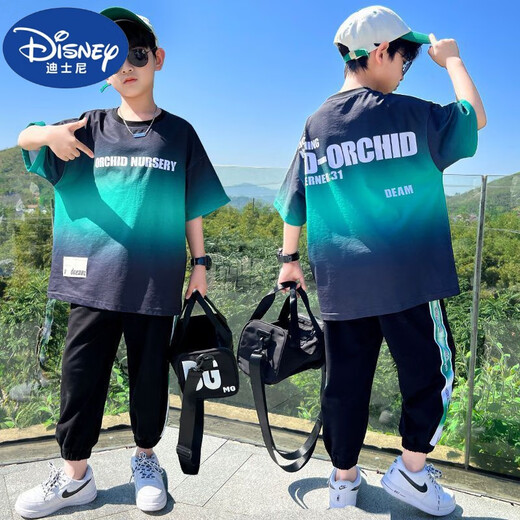 迪士尼（DISNEY）儿童装男童夏装套装2025新款男孩夏季短袖中大童薄款运动酷帅气潮 1048【蓝色】一套 120