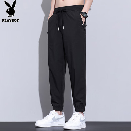 Playboy (Playboy) Casual Hosen für Männer Eis Seidenhosen für Männer Sommer dünne, schnell trocknende Jogginghosen losen Bindungsfüße trendige neun-Punkte-Hosen