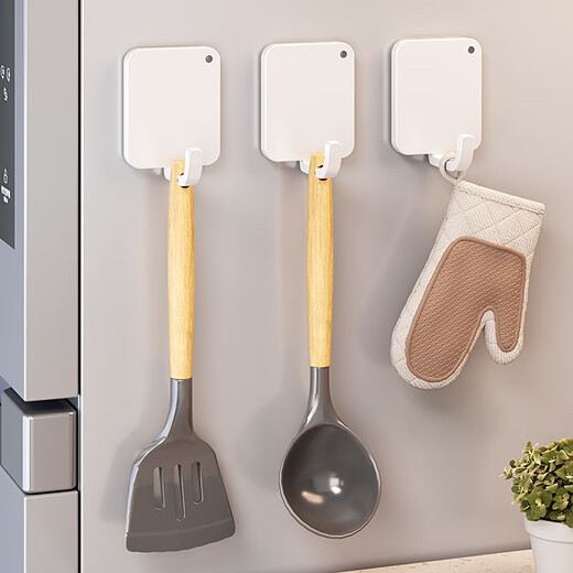 MNICN燃气热水器遮挡罩厨房壁挂磁吸管道遮丑装饰盖板挂钩洞洞板置物架 白色磁吸款小挂钩3只（承重1斤）