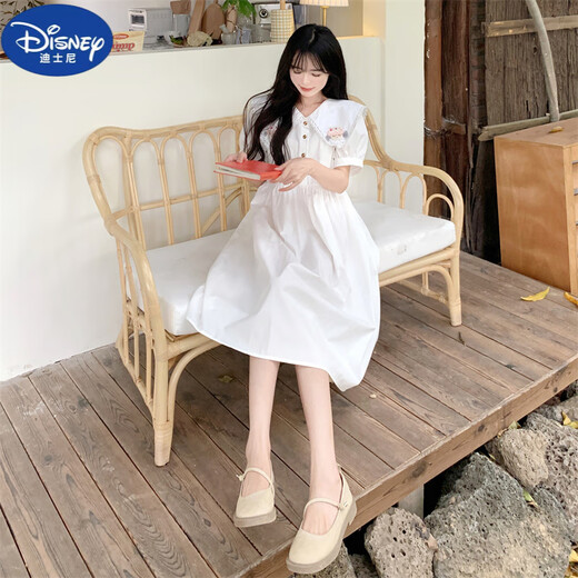 Disney Loose Slim Robe With Little Girl 2025 Été Nouveau Style Junior High School High School Élève blanc 1278 170 M 90-105Jin [Jin est égal à 0,5 kg]