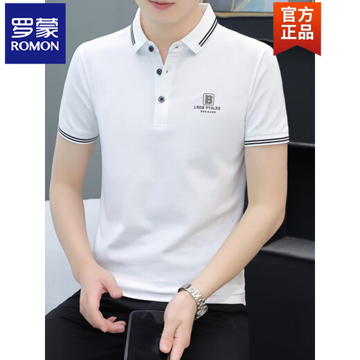 ROMON (ROMON) 2025 summer new men's POLO shirt short-sleeved trendy casual shirt slim-fit lapel T-shirt top QY719 brown red 3XL