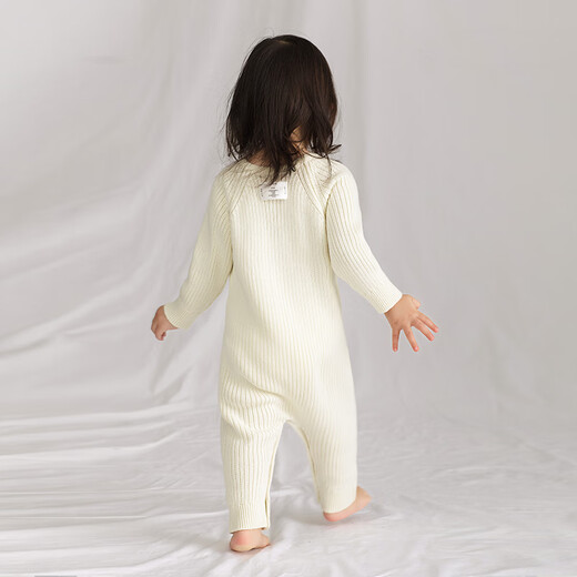 Enhennbaby infant knitted jumpsuit spring and autumn long-sleeved clothes for men and women baby winter clothes baby robe beige 90cm