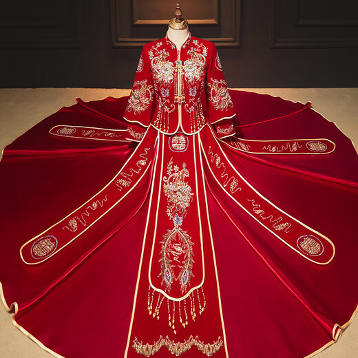 Baolian xiuhe boda boda boda 2024 boda otoño e invierno novia femenina vestida de boda china tostada de boda ropa de boda jeffrey ropa para hombres #velvet [bordado con llevado] (pareja de pareja s