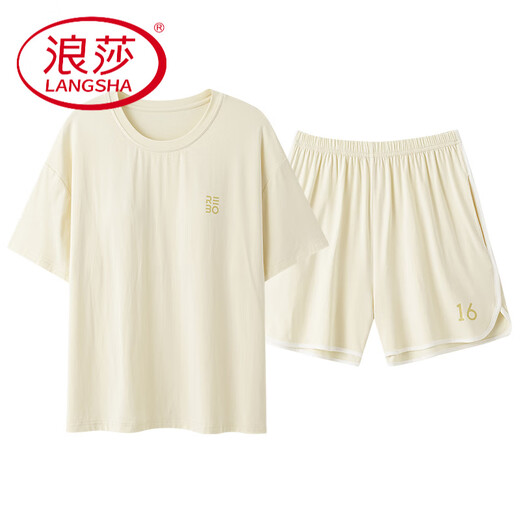 Langsha Pyjamas Paar Outfits One Men und One Women 2025 Neuer Sommer mit Brustpolster Modal Summer bewegt sich nach Hause Kleidung zum Sommer NSN15601 MEN 15801 Frauen mit Brustpolst xl Frauen + Männer's L.