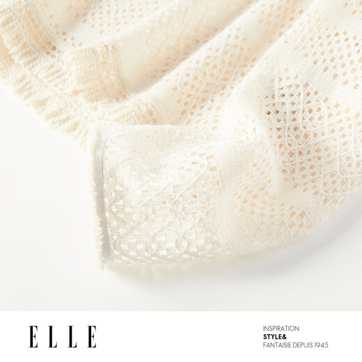 ELLE Cream Venus French fringed round neck casual shirt for women 2026 summer new hollow blouse off-white S