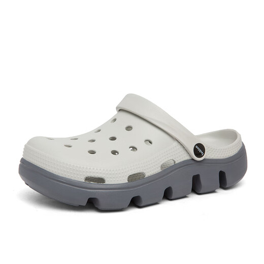 LUOKEN Zapatos Croc Verano para Hombres Nuevo Estilo Excursión Zapatillas Antideslizantes para niños Sandalias para Conducir al Aire Libre de Suela Gruesa Zapatos para Vadear Baotou 739 Blanco Plomo 38 Tomado por Talla de Zapato Deportivo