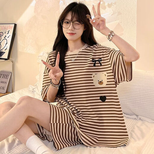 京濮飞夏季大码睡衣套装可爱卡通韩版女士家居服广州十三行 677紫库洛米 均码 4XL码【建议172-200斤】