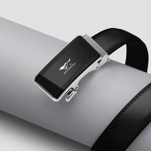 SEPTWOLVES belt men's cowhide automatic buckle belt Chinese Valentine's Day gift for boyfriend business casual mirror trouser belt mirror brushed style