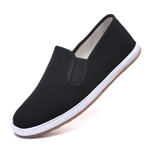 Old Beijing cloth shoes, comfortable, breathable, soft-soled men's shoes, casual, lightweight, versatile, fashionable, authentic handmade cloth, dark night black D-2 39 (245mm) simple and elegant