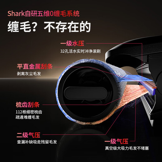 SHARK 7.9 True Flat Laying Five-Dimensional Anti-Tangle Floor Scrubber Floating Comb Teeth Scraper Less Water Damage and Drier 180 Lie Flat