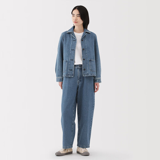 MUJI (MUJI) Mujer Kapok Versión ancha de mezclilla ancha pantalones cónicos Pantalones de mujeres 25 Rejuvenecimiento de mezclilla de primavera Ropa de mujer Light Blue Be1xga5s S (155/62a)