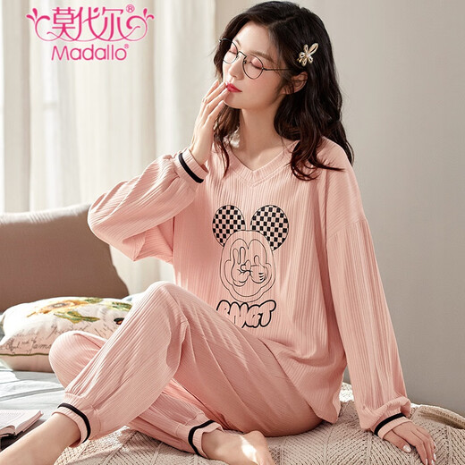 Modal pajamas for women spring and autumn new style comfortable large size long-sleeved two-piece suit casual spring and summer home wear can be worn outside GXT9928 M (recommended 75-95Jin Jin equals 0.5 kg)