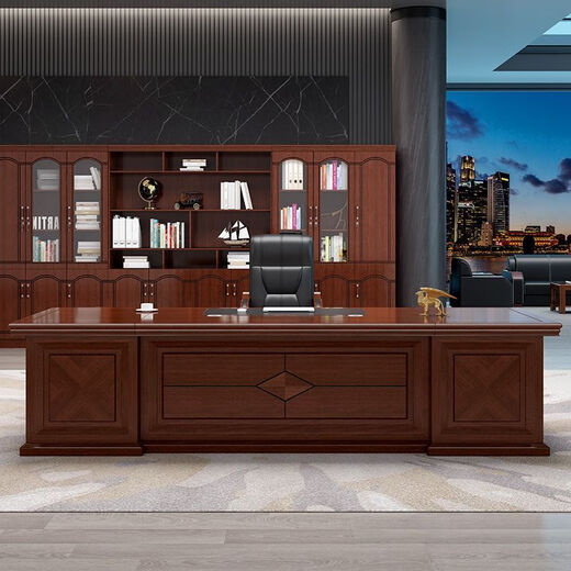 Concubine 2025 Nouveau boss de luxe Boss Office Bureau Chaise Chaise de bureau simple Modern Leader Office Manager Branche Tableau 826 # Modèle suprême 1,6m Table + Double Cabinet auxiliaire