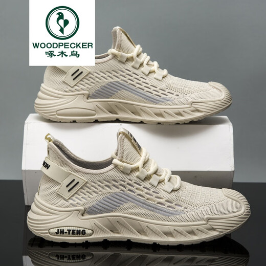 
Woodpecker spring and summer comfortable large-size men's shoes 2025 spring new mesh breathable sports shoes fashionable and versatile soft sole casual 9225 black 43