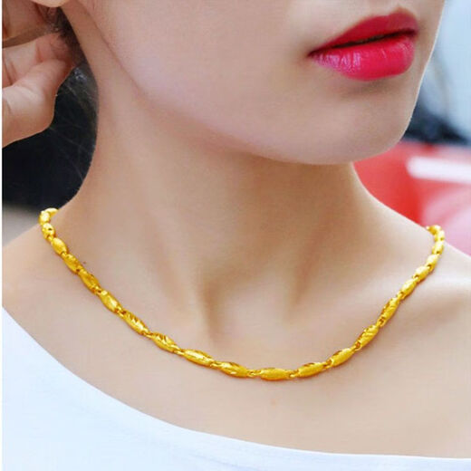 Ya Ge Summer Vietnamese Sand Gold Necklace Women's Golden Flower Fake Gold Plated Pendant Long-lasting Fading Jewelry Women's Olive Necklace Counter Authentic Free Ring 3.