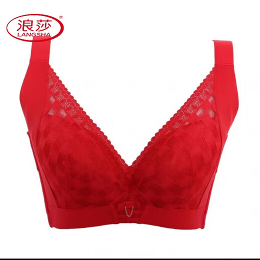 浪莎（LangSha）调整型内衣女薄款聚拢收副乳文胸防下垂外扩上托大胸显小全罩杯 1369红色【单 件】四排扣 85E 38E【薄杯0.3CM】
