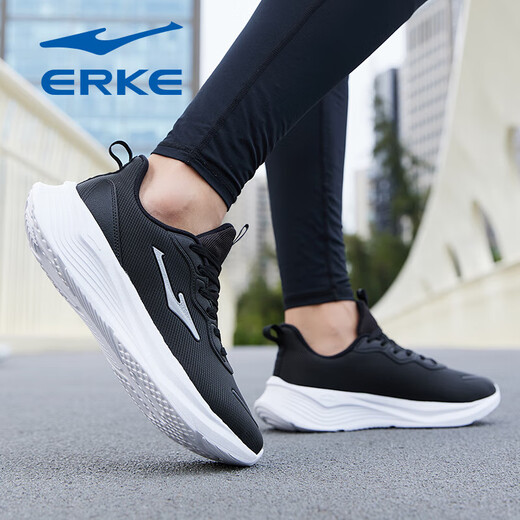 Hongxing Erke Sports Schuhe Herrenschuhe 2025 Neue Sommer Soft Sohle Running Shoes Herren -Mesh Atmungsfreie schwarze Schüler Reiseschuhe, Schwarz/zirkulierender grau 3523 [Lederflächen wasserdicht] 38