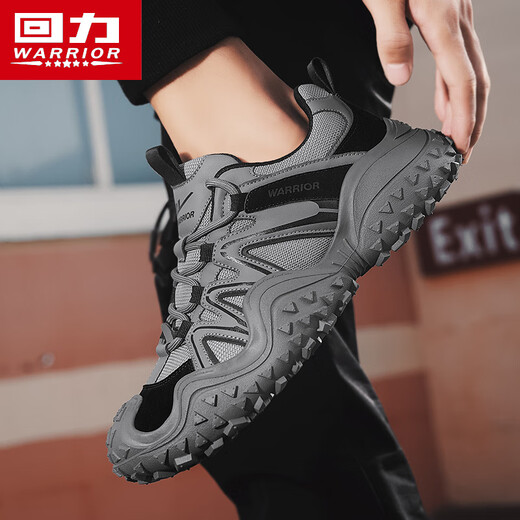 回力（Warrior）老爹鞋男百搭休闲男鞋运动跑步鞋男 3891灰/黑41