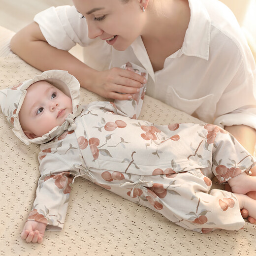 Bali Pig NOUVEAU-BANN BÉBÉ COMPRIS PRINTEMPS ET AUTOM FULLE LOUNE Coton pur bébé Boy Harem Four Seasons Ins Style Girl Jumpsuit Sea Elf [Envoyer HairBand] 80cm